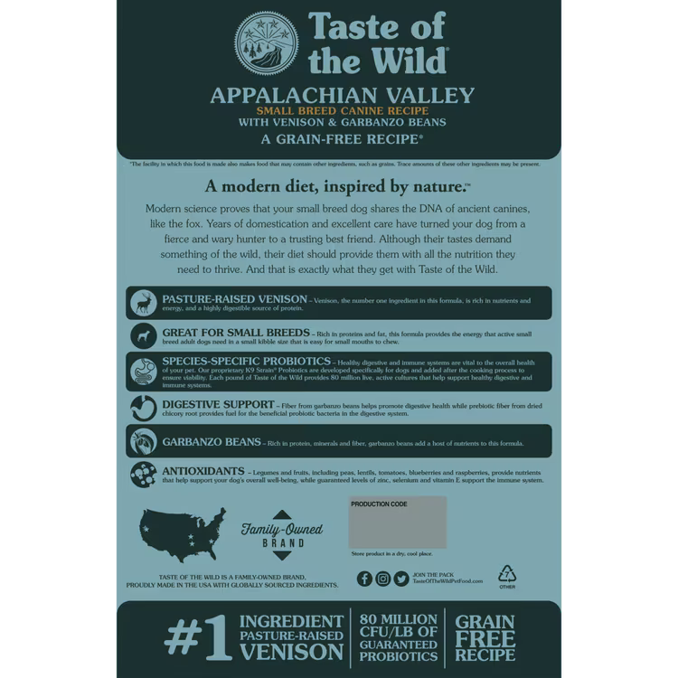 Taste of the Wild Appalachian Valley Small Breed Canine Formula Venison Dry Dog Food1.avif