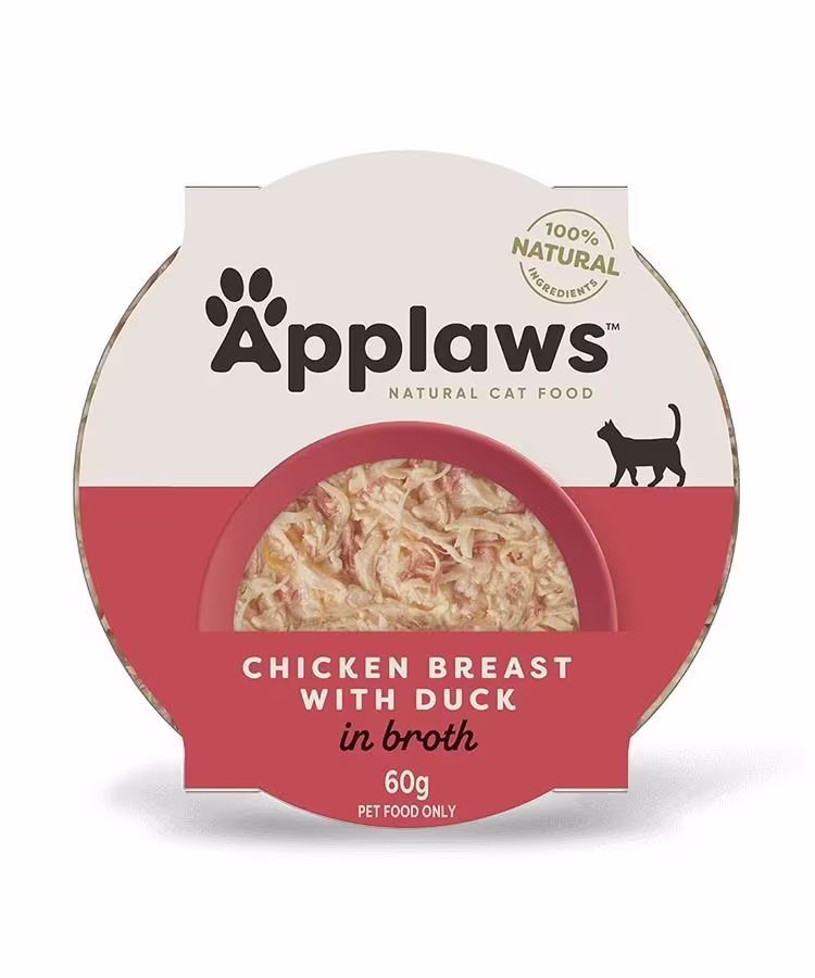Applaws Chicken Breast with Duck in Broth Wet Cat Food 60g Pot.avif