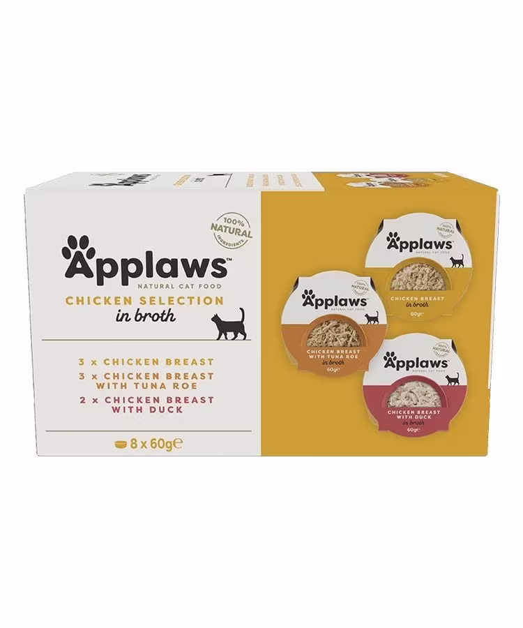 Applaws Chicken Selection in Broth Adult Wet Cat Food 8 x 60g Pot.avif