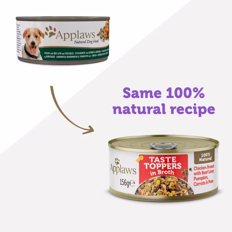 Applaws Taste Toppers in Broth Chicken with Beef Wet Dog Food 156g Tin1.avif