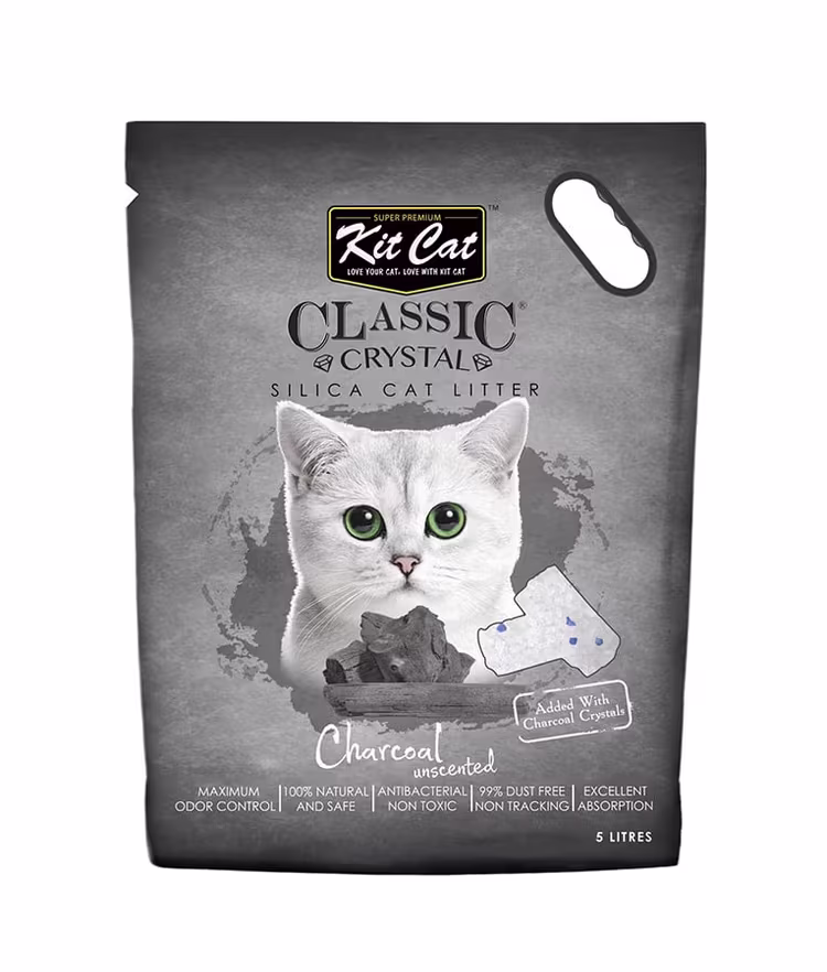 Kit Cat Classic Crystal Charcoal Unscented Silica Cat Litter 5l.avif