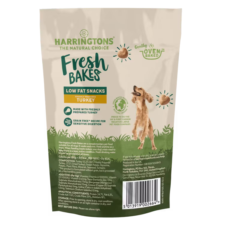 Harringtons Fresh Bake Low Fat Turkey Dog Treats 100g1.avif